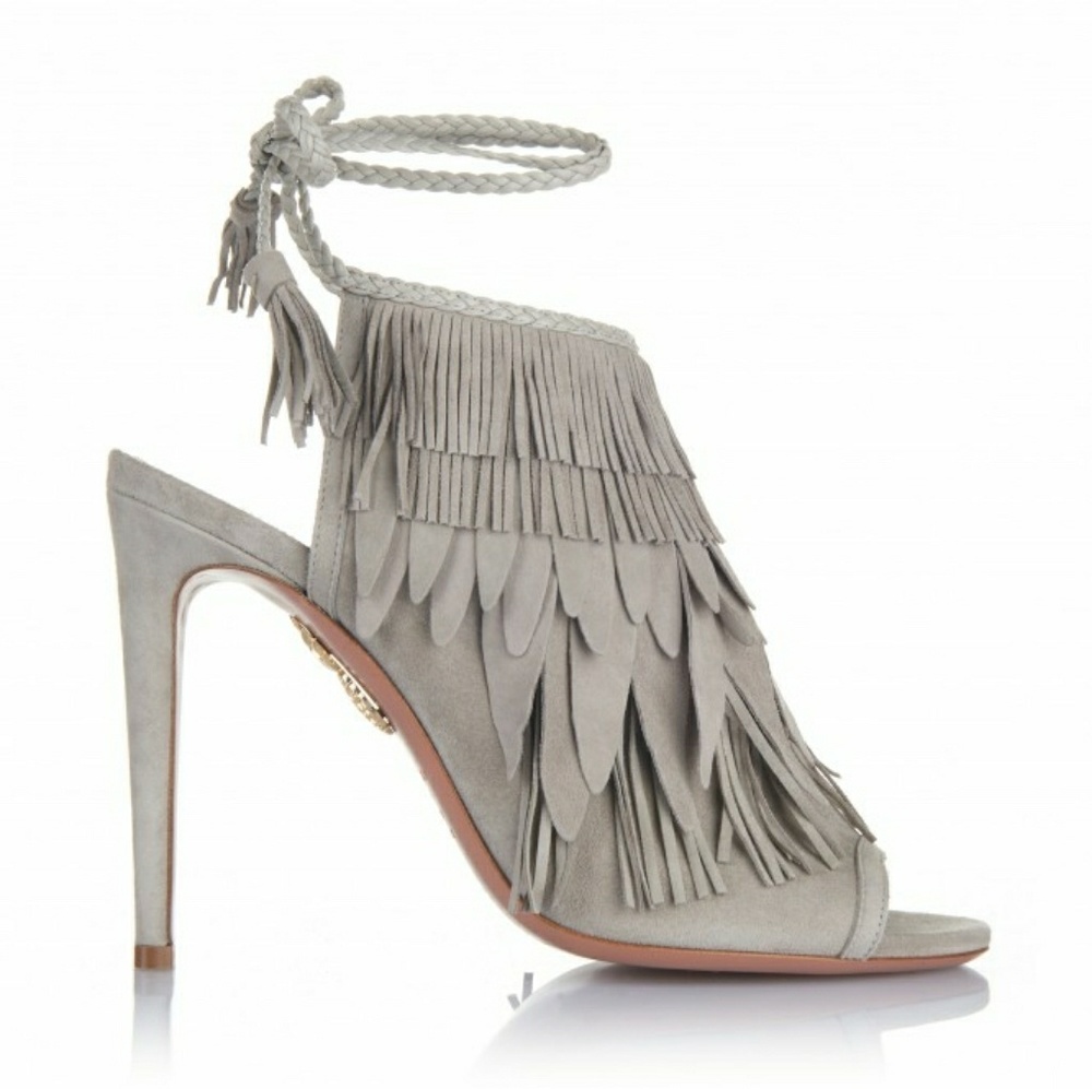 Aquazurra 'So Pocahontas 105'  gray suede heels - Picture 6 of 8